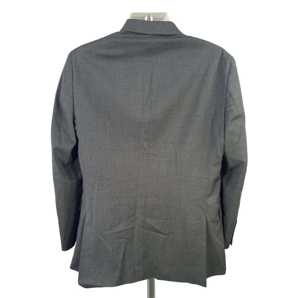 Stafford Mens Dark Gray Micro Basketweave Pattern Two Button Blazer Jacket - 42R